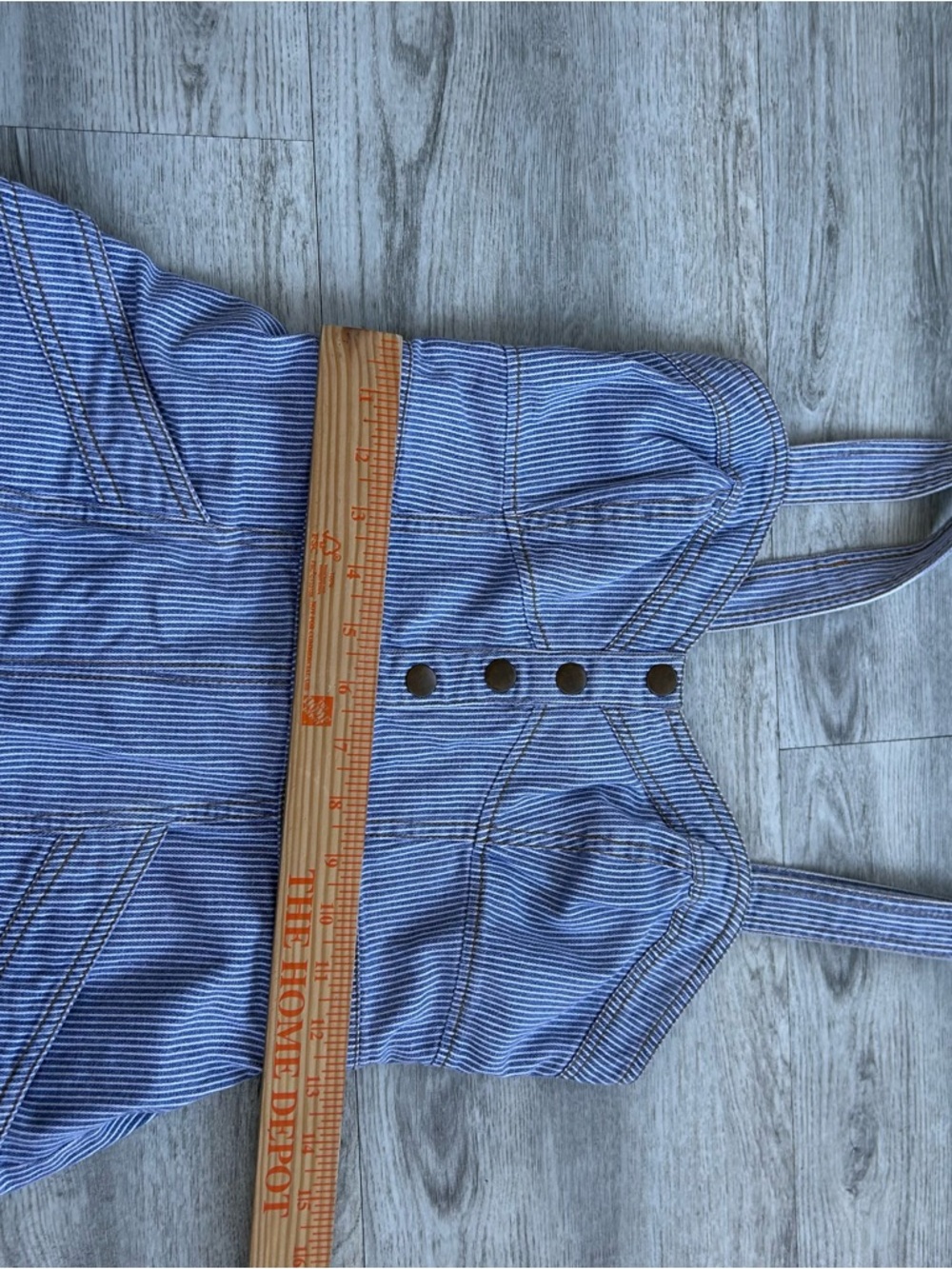 Japna Pinstriped Denim dress Womens Size S Blue Cottagecore Picnic Spring - Picture 7 of 8